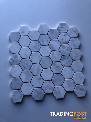 Italian Carrara White marble Hexagon mosaics 300x300x10mm/sheet