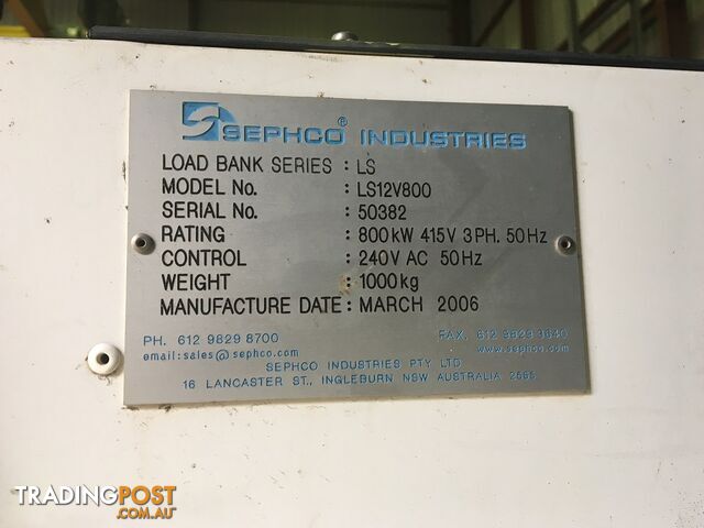 800KW Sephco Load Bank