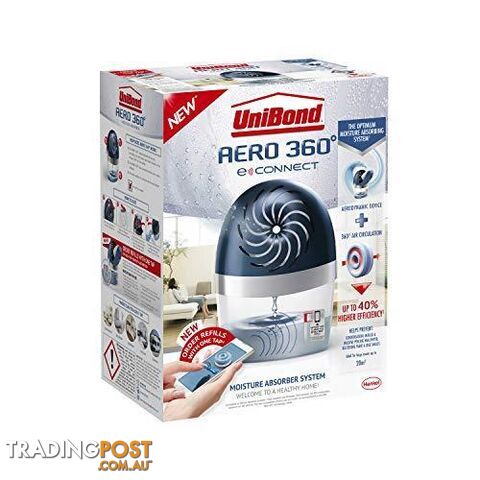 UniBond AERO 360Â° E-Connect Moisture Absorber, Ultra-Absorbent Dehumidifier, Condensation Absorber with Integrated Refill Re-Ordering System, 1 Device incl. 1 Refill Tab 450g - 5010383314439 - GFT-B01LCHCU0M
