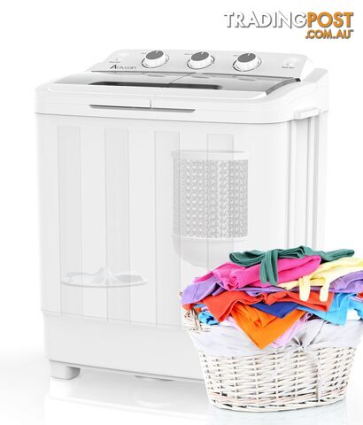 4.6KG Portable Compact Mini Twin Tub Washing Machine w/Wash and Spin Cycle, Built-in Gravity Drain - Advwin - 614198297489 - ADV-150100500