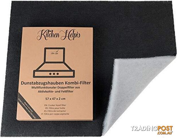 Kitchen HelpisÂ® Cooker Hood double Filter â€“ Activated Carbon and Grease Filter in one 57x47 cm, Extractor Hood Filter,Vent Filters, Customizable by cutting, Universal for all standard cooker hoods - 8719327152980 - GFT-B0838L472F