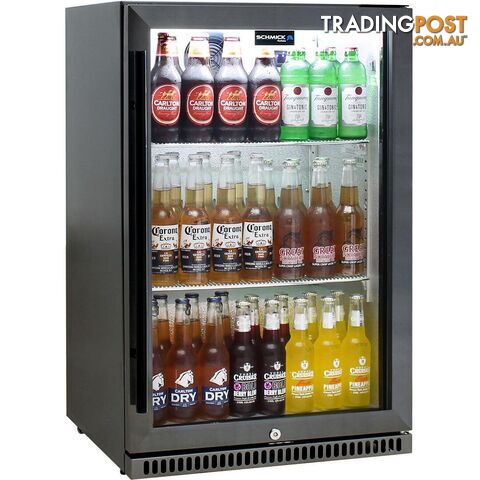 Schmick Black Stainless Steel Bar Fridge Tropical Rated With Heated Glass and Triple Glazing 1 Door Model SK118R-BS - 9351886001270 - BQS-SK118R-BS