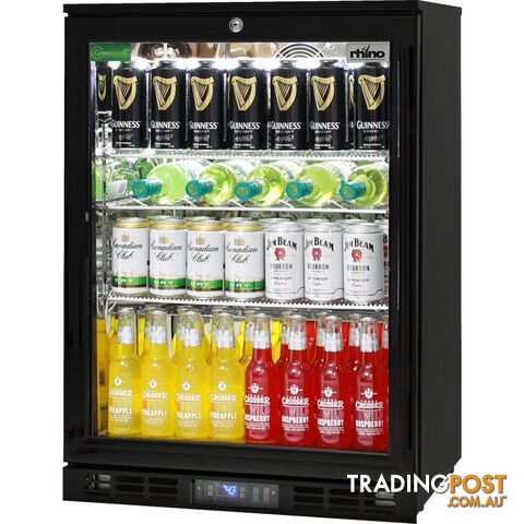 Black Quiet Commercial Glass 1 Door Bar Fridge With Brand Parts And Low Energy Consumption - Rhino - 5060482000436 - BQS-SG1L-BQ