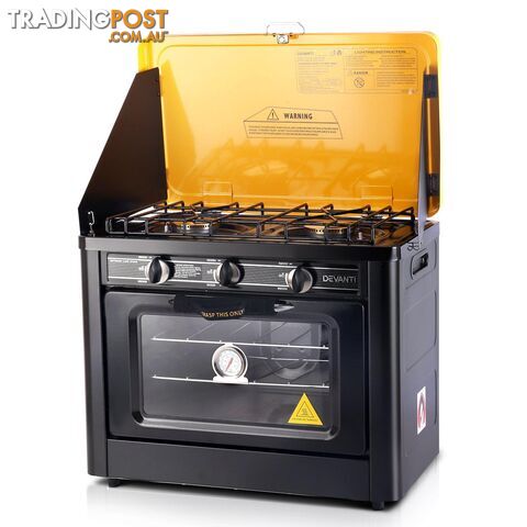 Devanti 3 Burner Portable Oven - Black & Yellow - Devanti - 9350062123508 - ESO-PGO-01-BK-YE