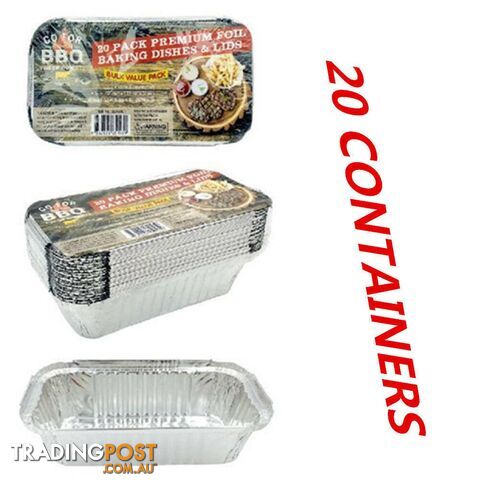 20 x Aluminum Foil Trays BBQ Disposable Roaster takeaway Oven Baking Party Lids WMCV - DURMAZ - DWS-DUR4471X1PACKS
