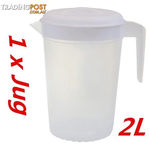 1 x Plastic Pitcher 2L with Lid Beer Water Juice Jugs Jug BPA FREE Dishwasher Safe - UNITED - DWS-UN46043X1