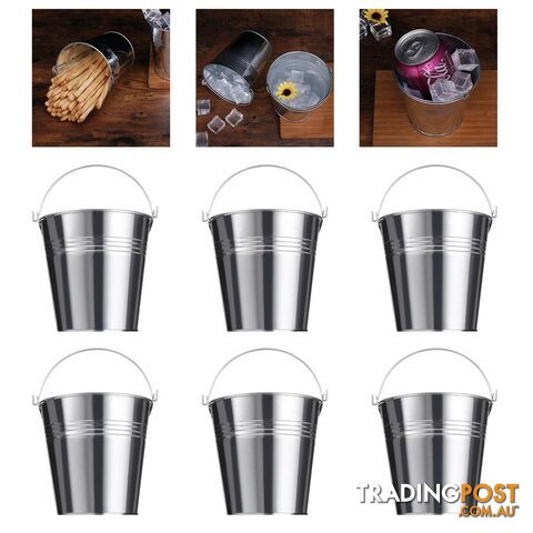 NUOLUX 6pcs 10.5x7.2x10.5cm Mini Tinplate Metal Bucket Icing French Fries Tin Pails - GSP-2900721