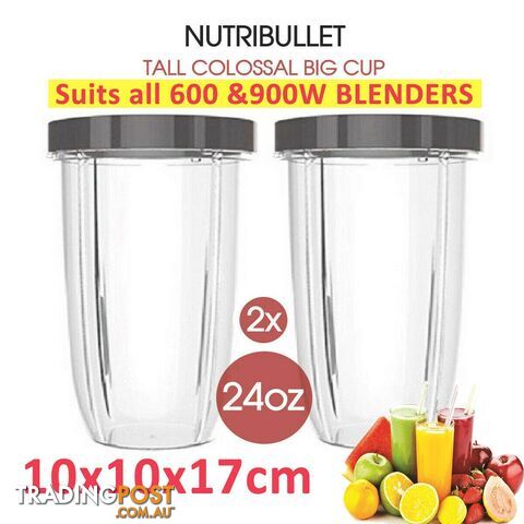24oz NUTRIBULLET TALL COLOSSAL BIG CUP SUITS All 600 900W Nutri Bullet Models, 2x - DTL-2XNUTRICUP