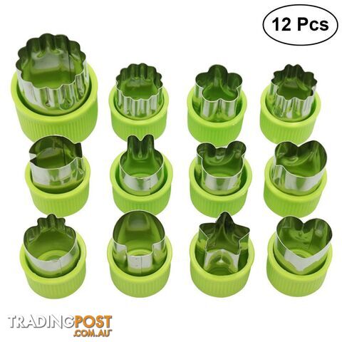 Fruit Vegetable Mini Cookie Shape Cutter Set Kid Food 12X Stainless Steel Mold - SNU-2226B12VUM