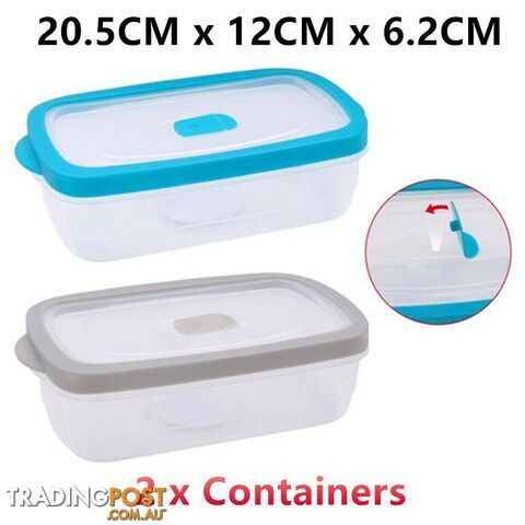 2 x Plastic Food Container Microwave Safe Air Pocket Vent Lid Lunchbox Storage 20CM - DURMAZ - DWS-2xDUR5332-MIX-WB6