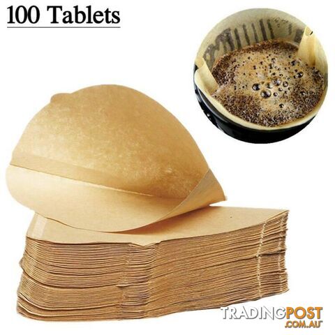 100Pcs Replacement Coffee Disposable Filters Paper Cones Count Natural Family - 741331713596 - VCB-FB0514201