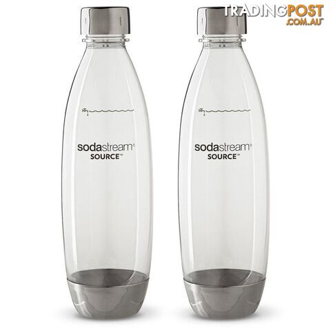 2x SodaStream Carbonating 1L Bottle for Drink Maker Play/Spirit/Source Metal - SodaStream - 8718692610170 - KXG-610170
