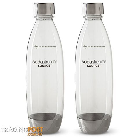 2x SodaStream Carbonating 1L Bottle for Drink Maker Play/Spirit/Source Metal - SodaStream - 8718692610170 - KXG-610170