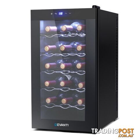 Devanti Wine Cooler 18 Bottles Glass Door Beverage Cooler Thermoelectric Fridge Black - Devanti - 9350062288719 - ESO-WC-50A-18B-BK