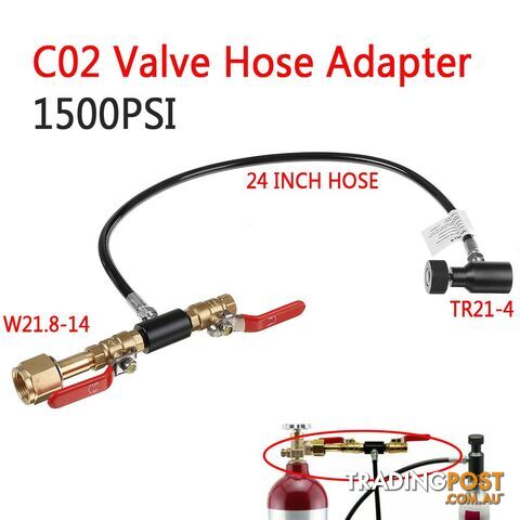 1500PSI W21.8-14 to TR21-4 Connector Adapter With 24inch Hose for CO2 Soda Cylinder Refill Station - 06293442810519 - RTT-kogSKUE73419