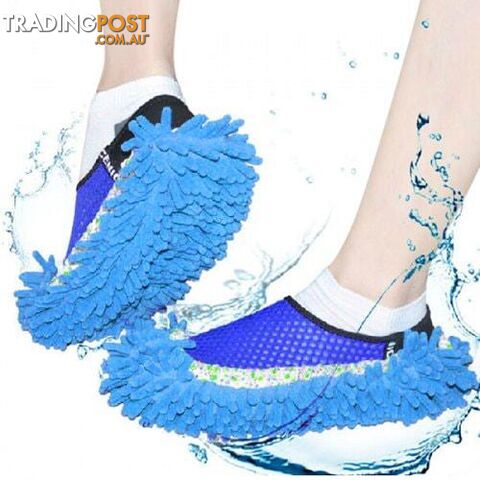 Chenille Mopping Slippers Quick Home Pair Floor Polishing Dusting Practical Cleaning Shoes Blue - 775949064030 - SPJ-MF16819