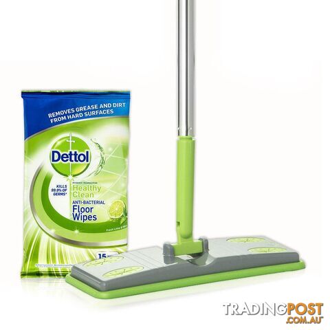 Dettol Floor Cleaner Cleaning System Kit/Wet Wipes/Pads & Mop - Dettol - 09300701696481 - KXG-696481