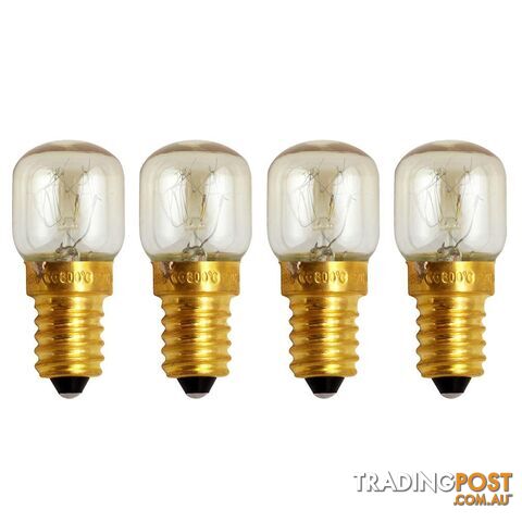 4pcs E14 Small Screw Light Bulb 300 Celsius Degree Oven Bulb Microwave Brass Lamp Bulb (Warm White, 25W) - SNU-LVGH300YS9QTD8I23433V8K
