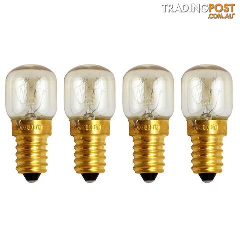 4pcs E14 Small Screw Light Bulb 300 Celsius Degree Oven Bulb Microwave Brass Lamp Bulb (Warm White, 25W) - SNU-LVGH300YS9QTD8I23433V8K