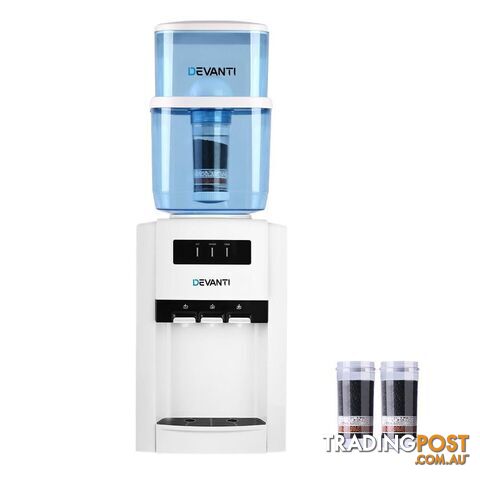Devanti 22L Bench Top Water Cooler Dispenser Purifier Hot Cold Three Tap with 2 Replacement Filters - Devanti - 9350062259511 - ESO-WD-1103-22L-2FT-WH