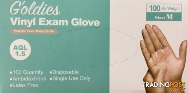 G'oldies Clear Vinyl Powder Free Exam Gloves - 750258330212 - DBE-GVPFMC
