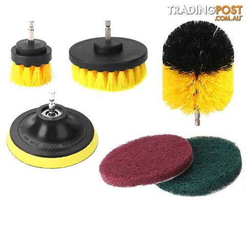 6pcs Electric Drill Accessories Brush Scrub Heads Polishing Brush Kit Cleaning Pad Set for Home Outdoor (Yellow) - GSP-7035365