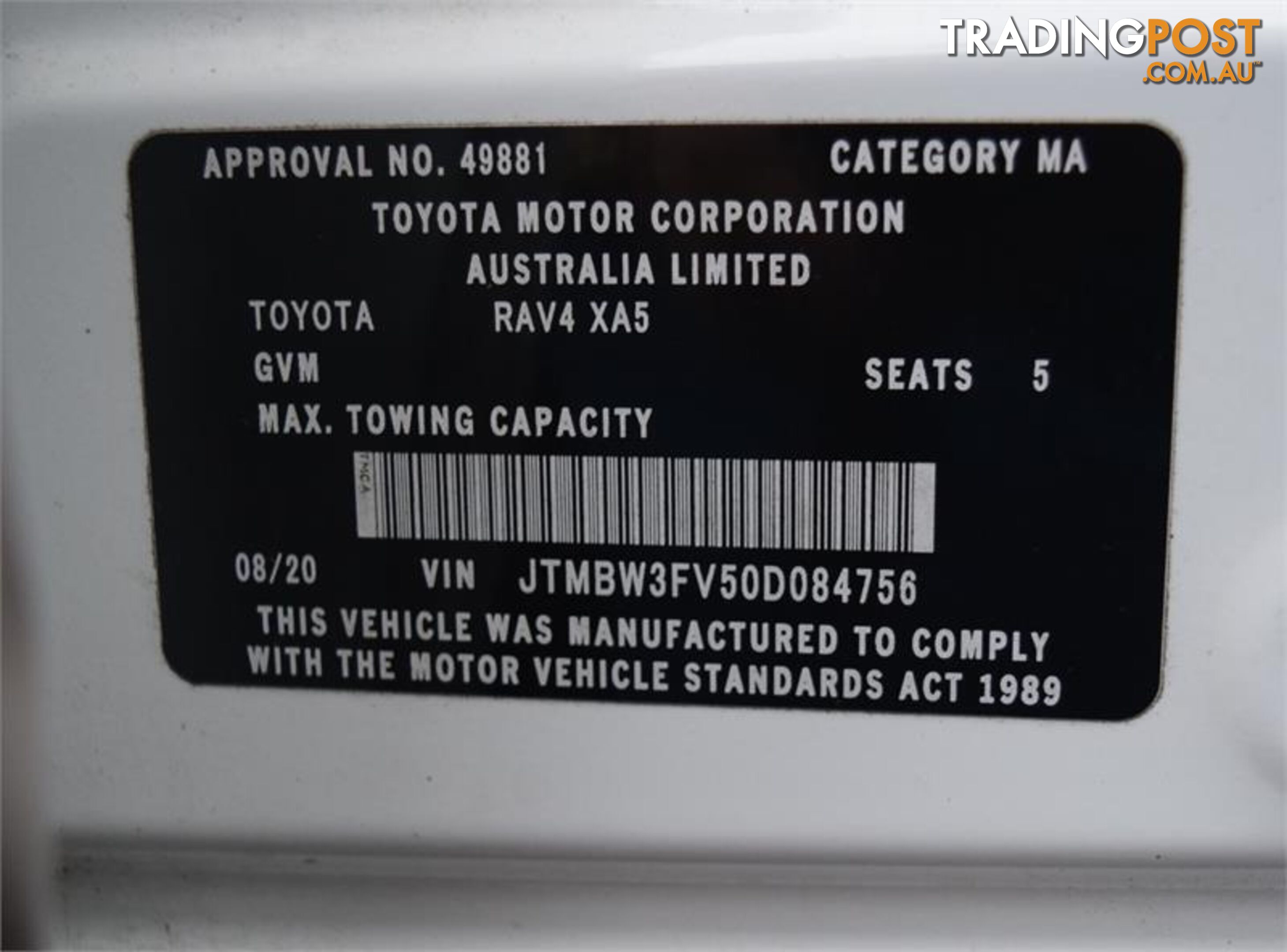 2020 TOYOTA RAV4 GX AWD HYBRID AXAH54R SUV, 5 DOORS, 5 SEATS