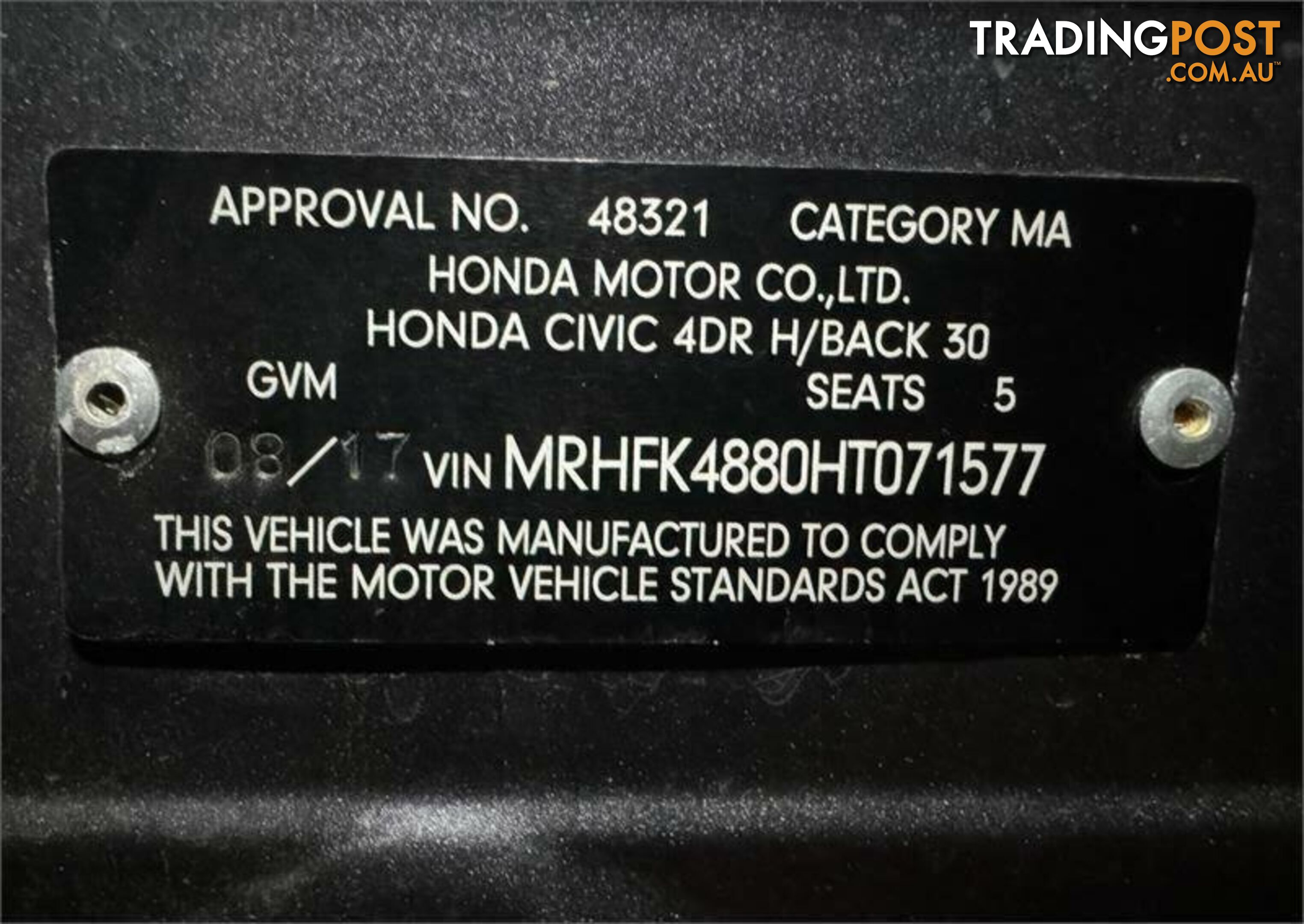 2017 HONDA CIVIC RS MY17 HATCH