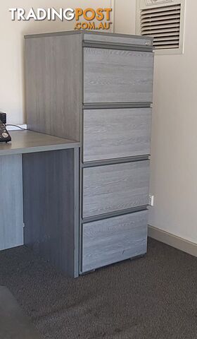 4 Drawer Filing Cabinet (Light-Mid Grey Wood) (Key not included)