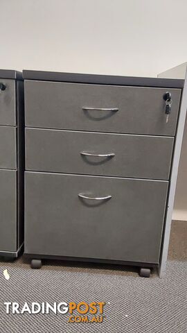 3 Drawer Mobile Pedestal (3-Tier Filing Cabinet on Wheels) (Dark-Grey)