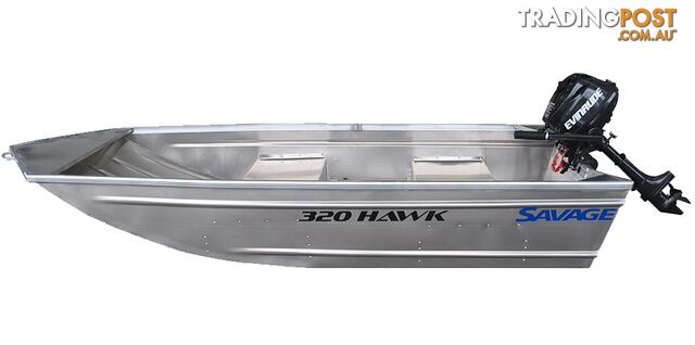 Brand new Savage 320 Hawk aluminium V-punt boats in stock,