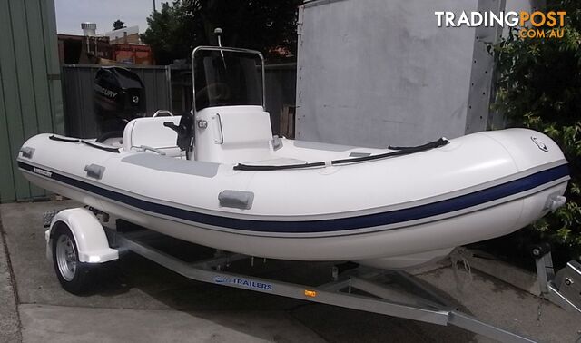 Brand new Mercury 460 Ocean Runner fibreglass RIB package fitted with a new Mercury 60hp EFI 4 stroke and consoles