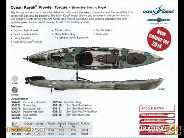 Ocean Kayak Prowler Torque motorised fishing kayak