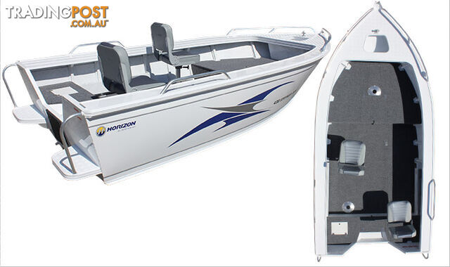 Brand new Horizon 442 & 462 Stryker XPF deluxe tiller steer aluminium boat with pedestal seating.