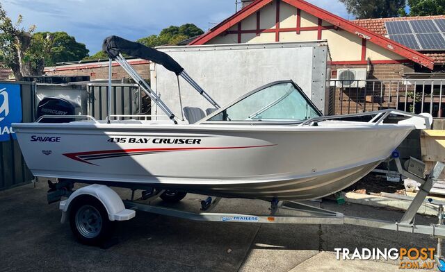 Brand new Savage 435 Bay Cruiser aluminium runabout in stock. 