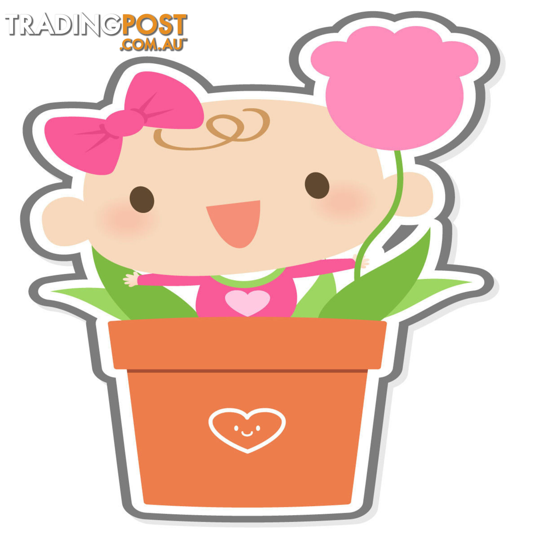 10 X Flowerpot Girl Wall Stickers - Totally Movable