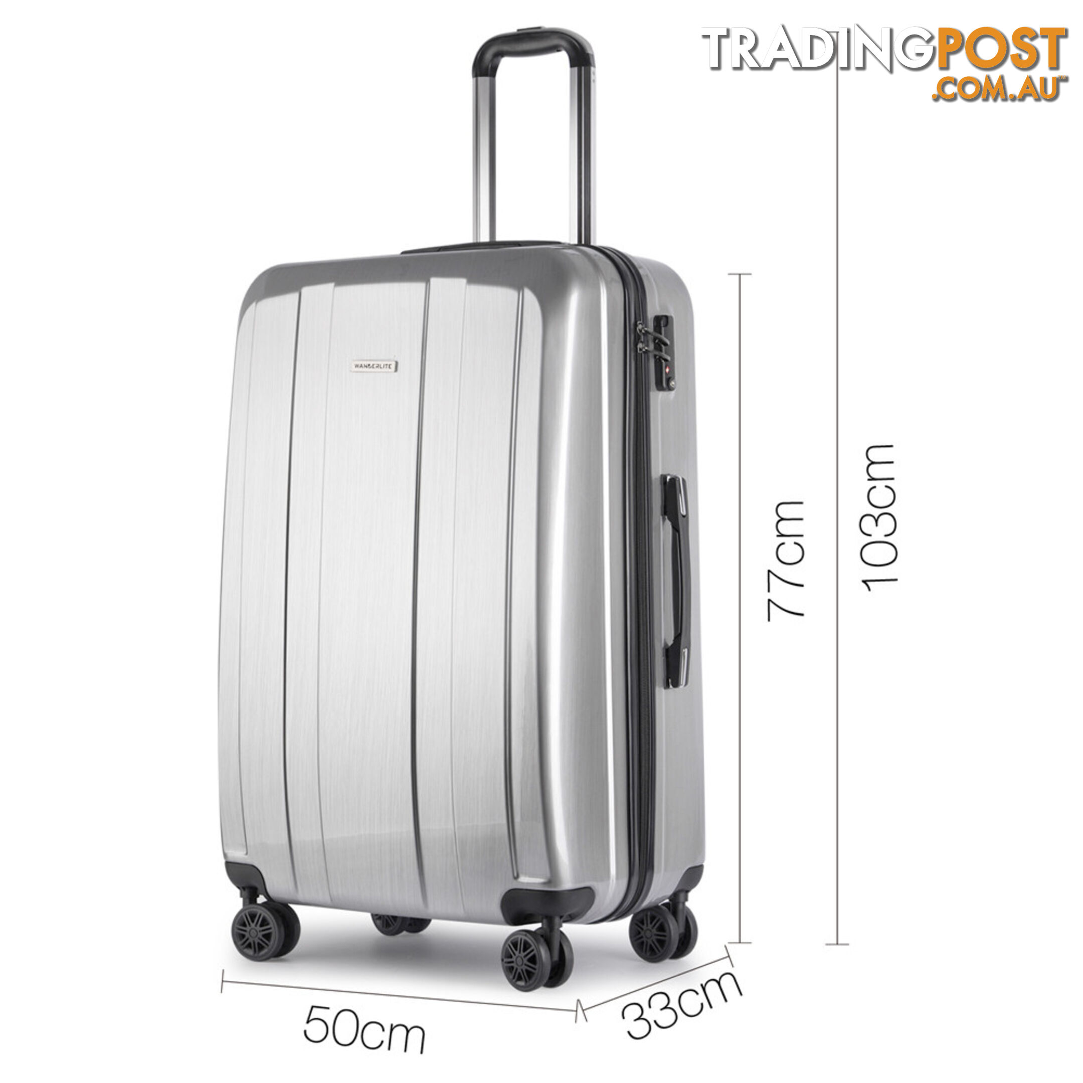 Hard Shell Travel Luggage with TSA Lock Silver