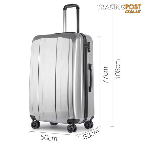 Hard Shell Travel Luggage with TSA Lock Silver
