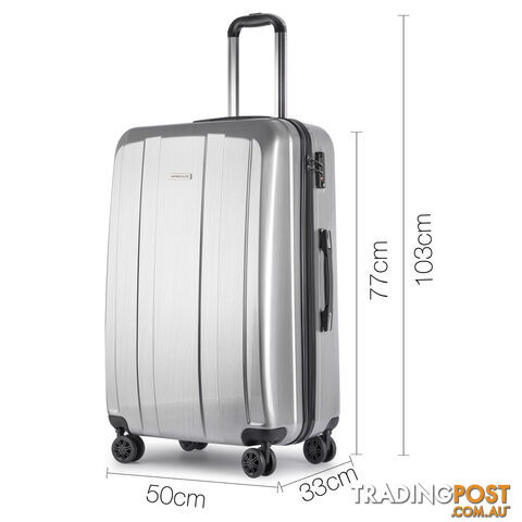 Hard Shell Travel Luggage with TSA Lock Silver