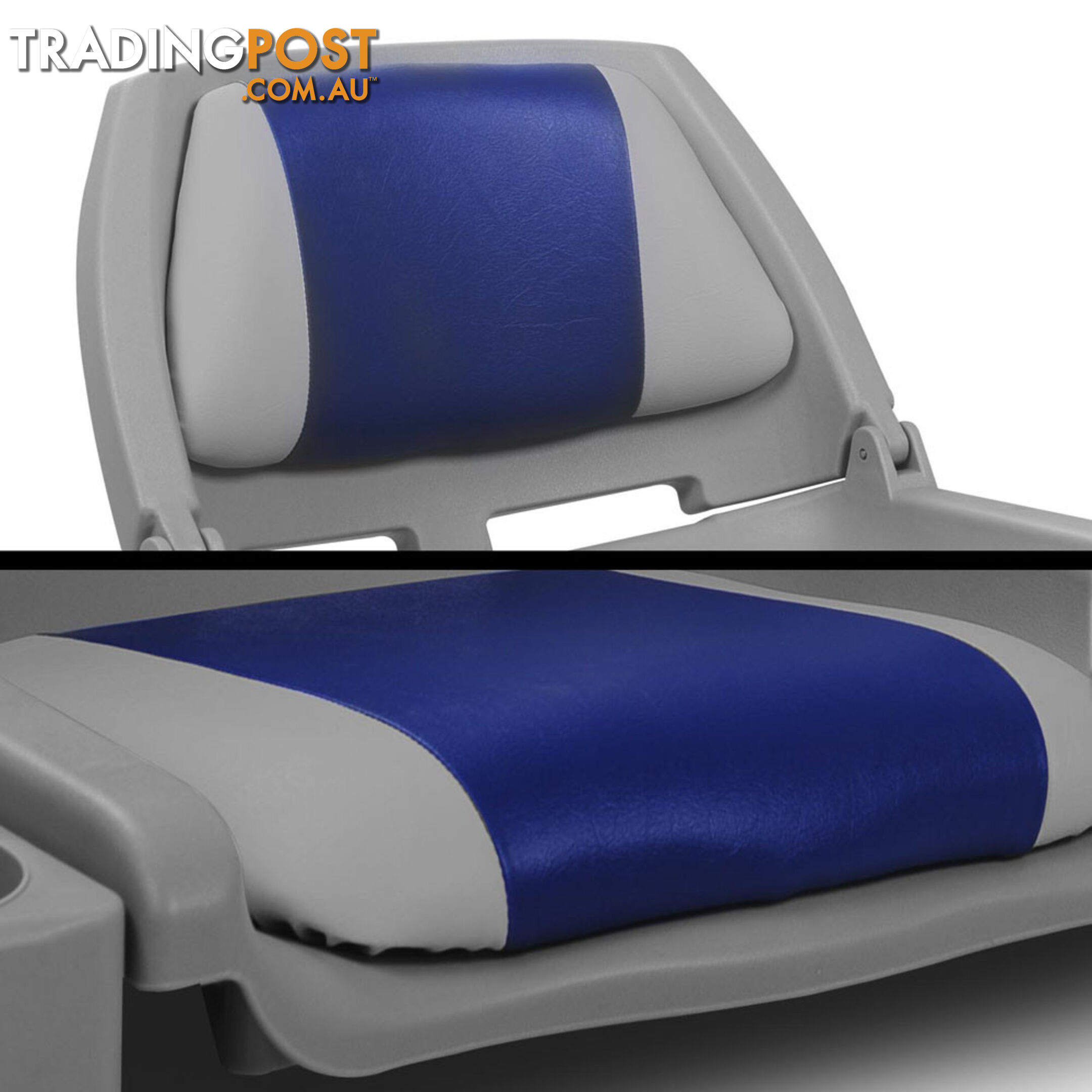 Set of 2 Swivel Folding Marine Boat Seats White Blue