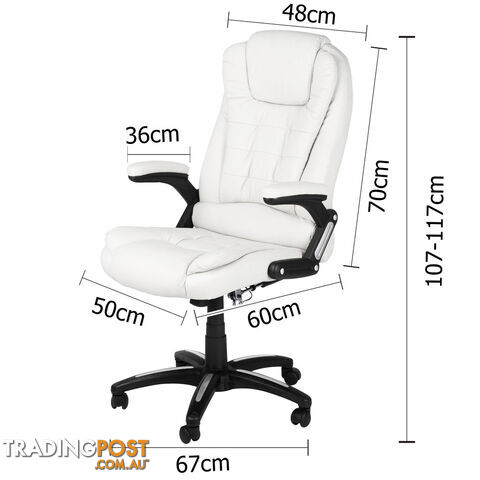8 Point Massage Executive PU Leather Office Computer Chair White - photo 2 of 9