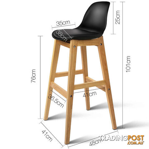 Set of 2 High Seat Back Barstools Black