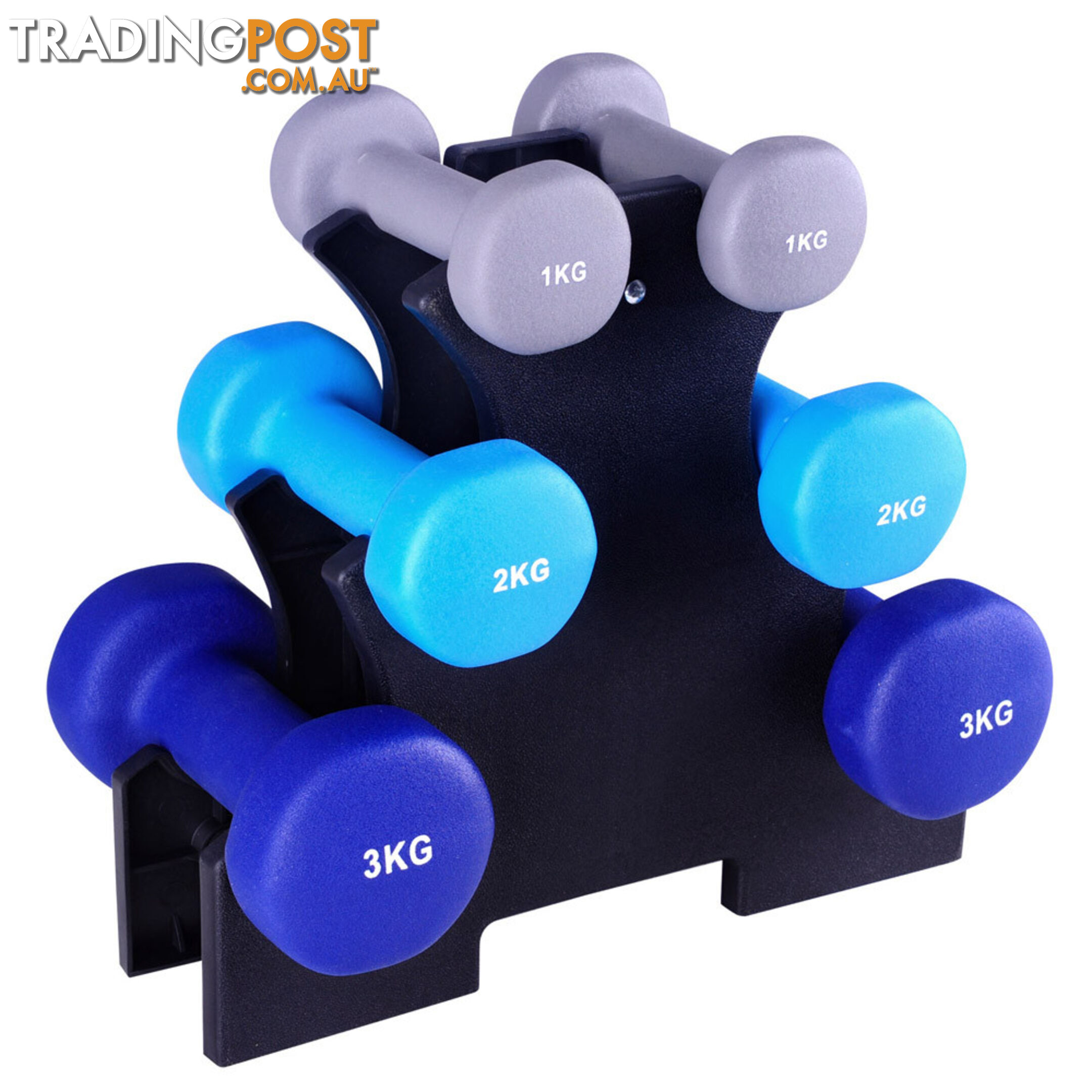 Everfit 6 Piece 12kg Dumbbell Weights Set w/ Stand