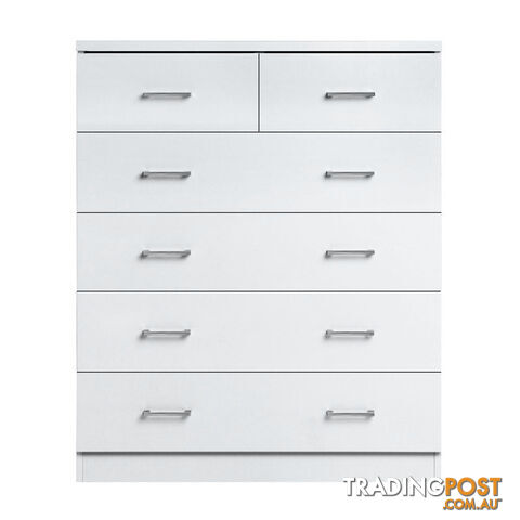 6 Drawer Tallboy Bedroom Storage White