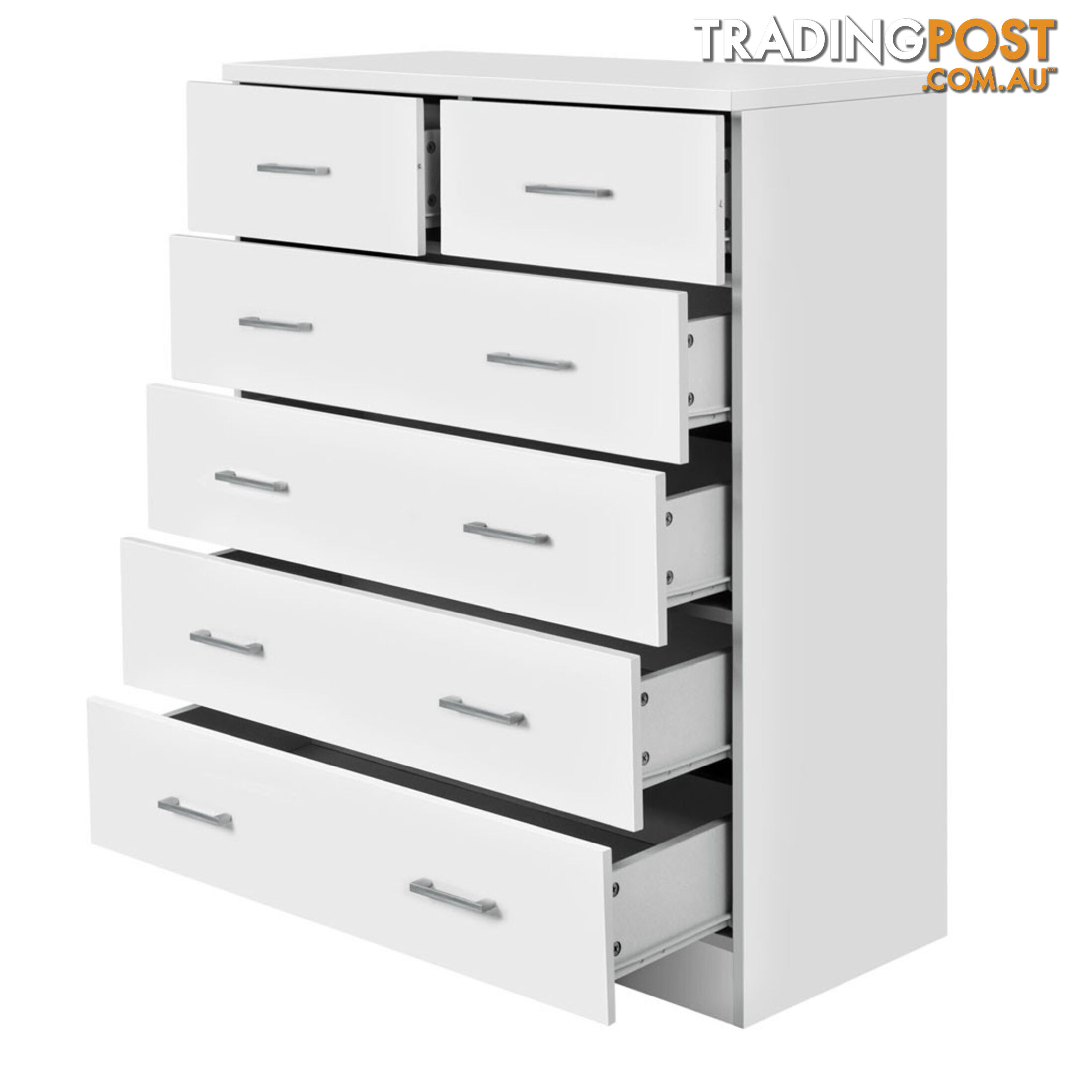 6 Drawer Tallboy Bedroom Storage White