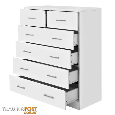 6 Drawer Tallboy Bedroom Storage White