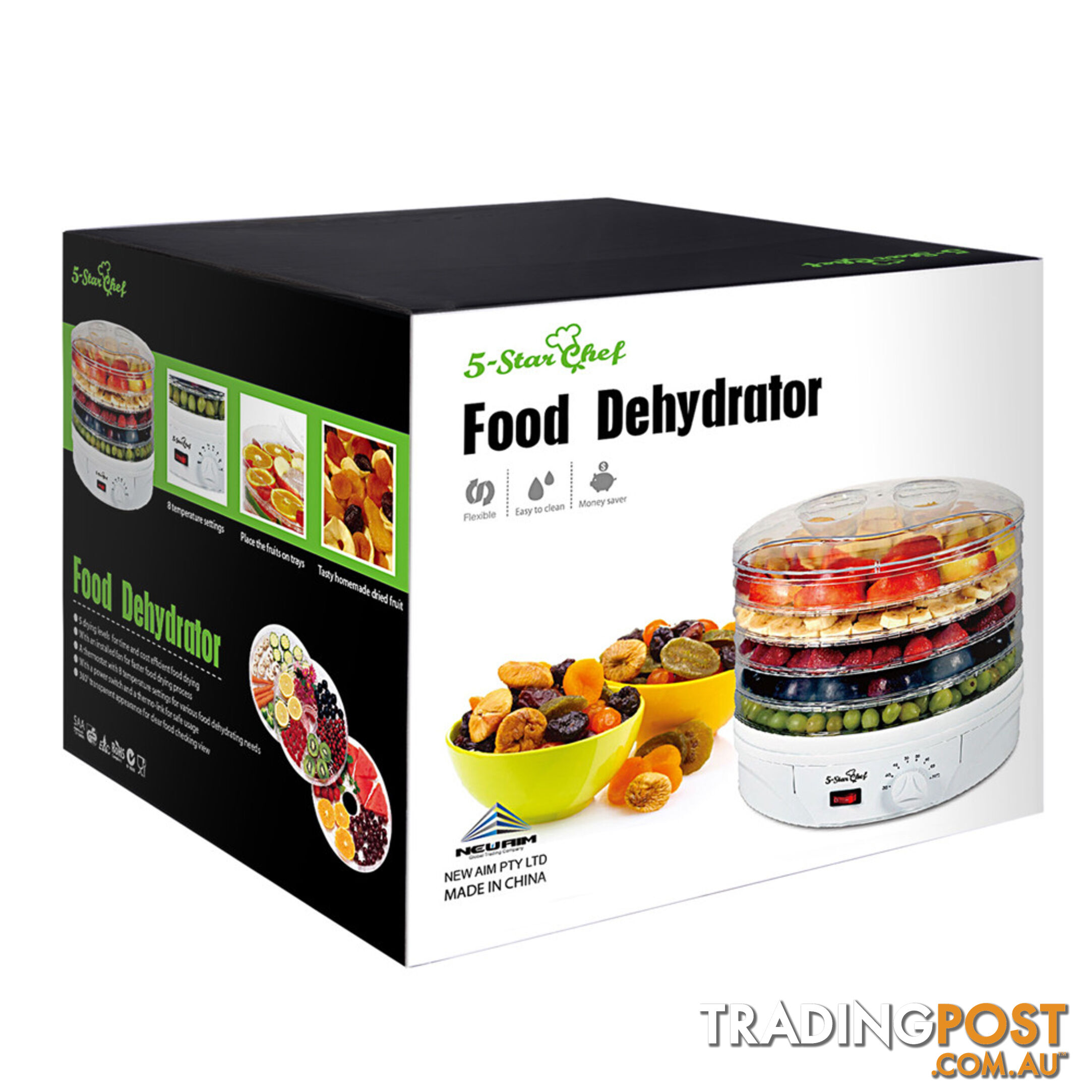 5 Trays Food Dehydrator Black