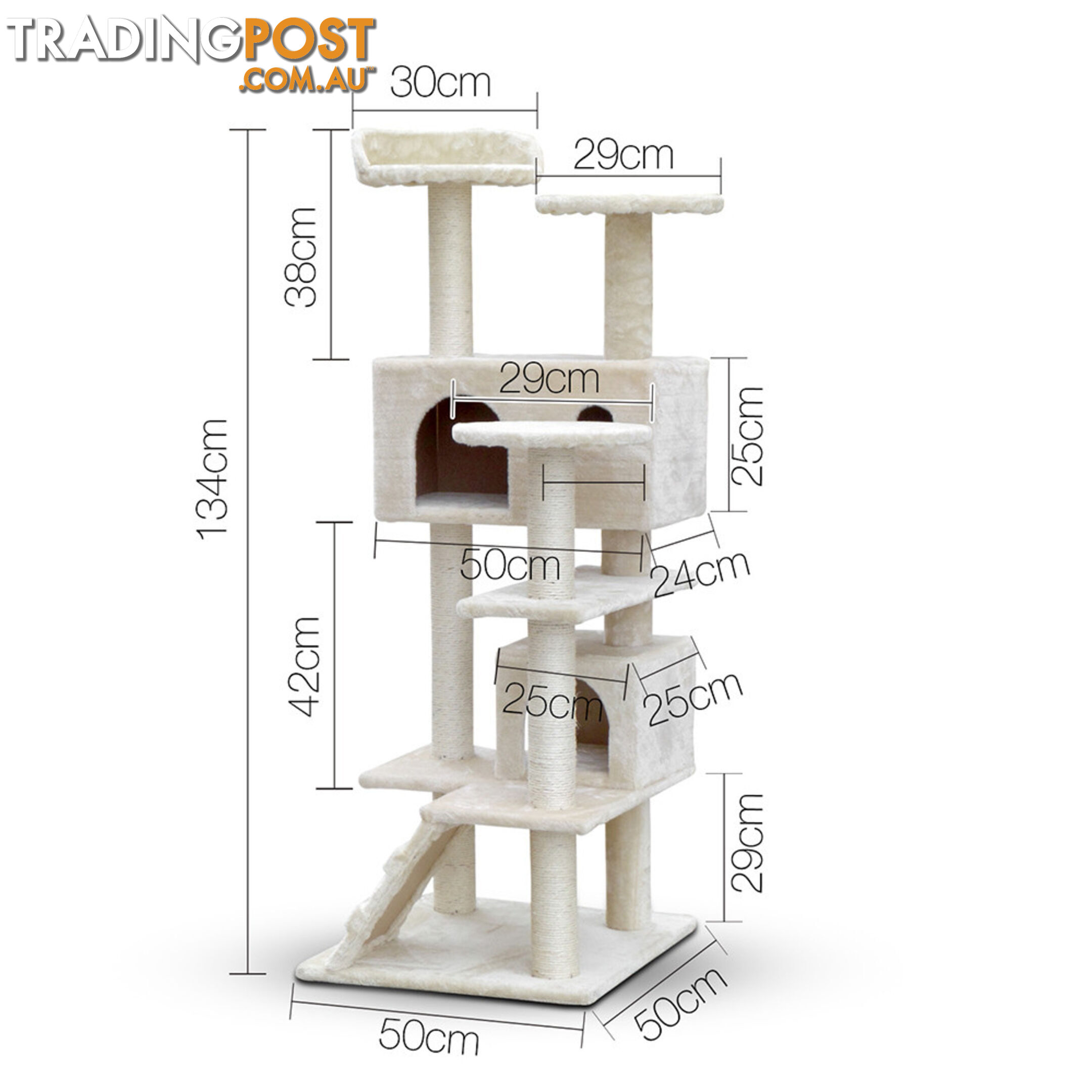 Cat Scratching Post  Tree House Condo 134cm Beige