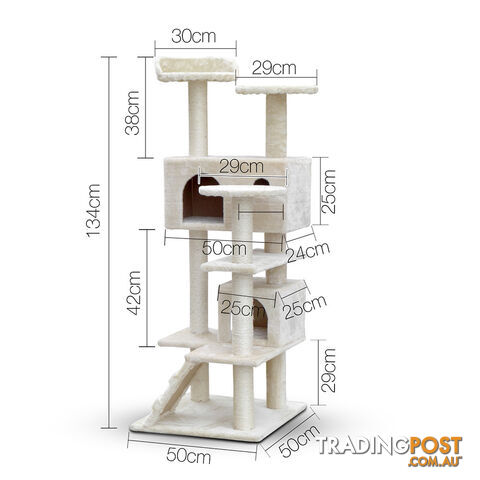 Cat Scratching Post  Tree House Condo 134cm Beige