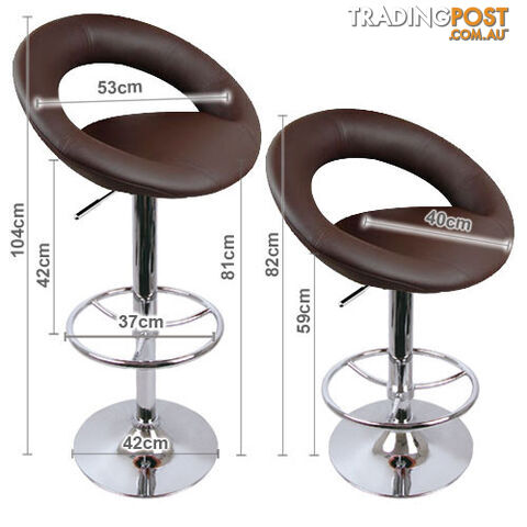 Set of 2 PU Leather Kitchen Bar Stool Chocolate - photo 2 of 5